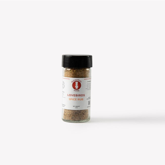 Spice jar with a label on a white background