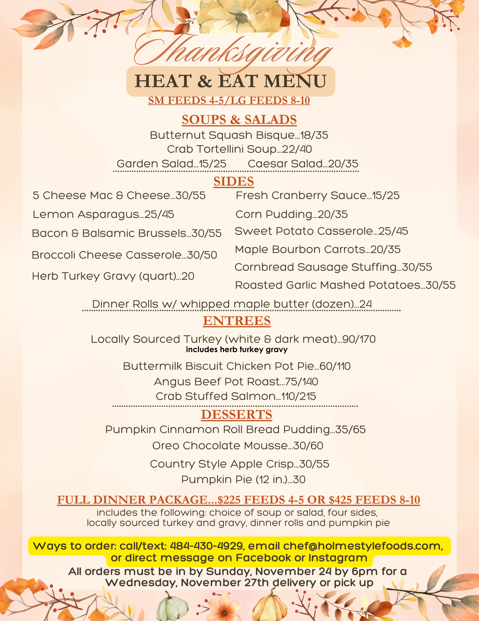 Thanksgiving Heat & Eat Menu 2024