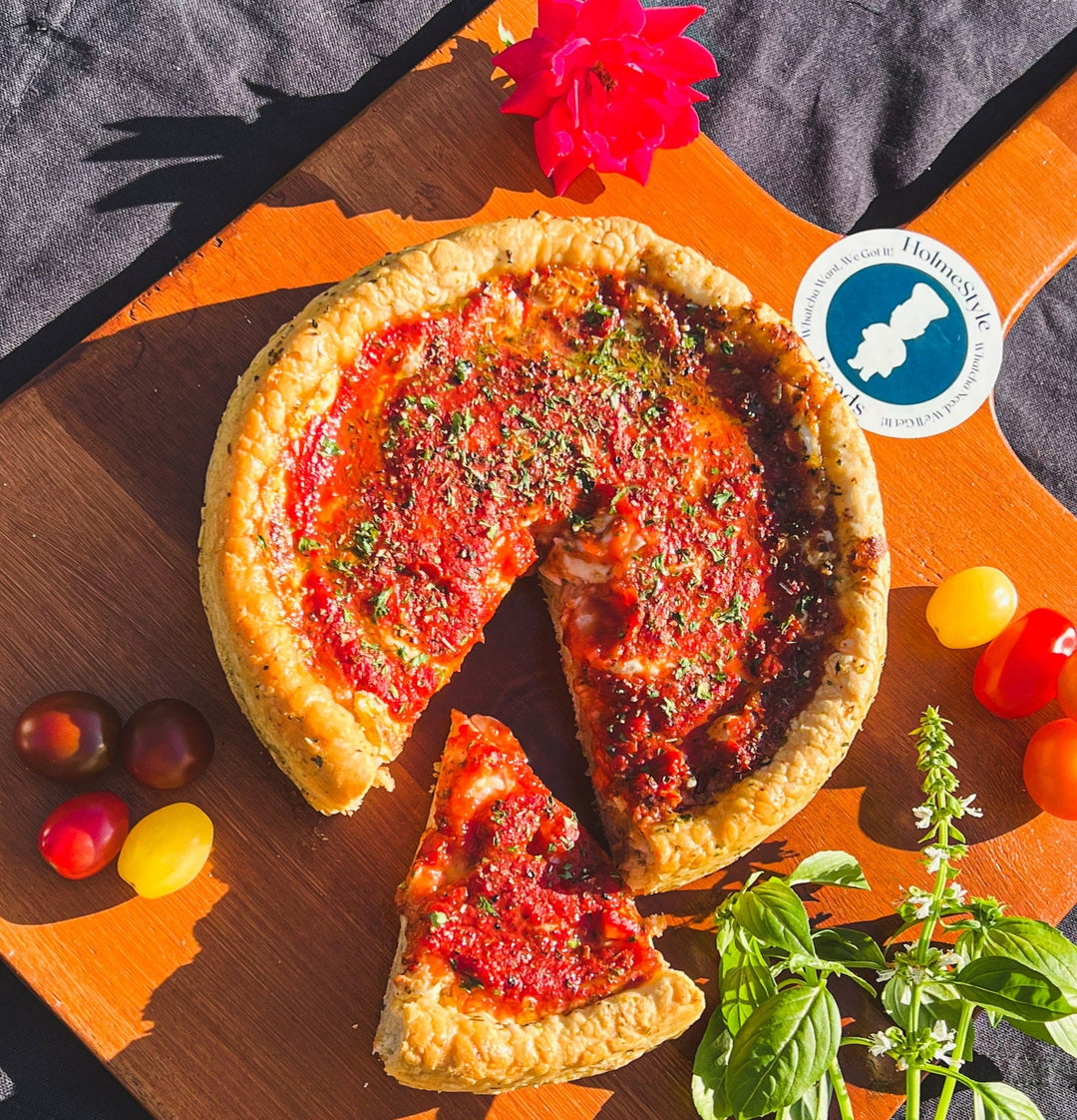 Cast Iron Deep Dish Pizza - HolmeStyle Foods - Pizza